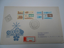 Hungary 1966. Transport, Aviation, Trains, Ships, Cars, Busses Set On FDC - Bus