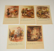 Lot 5 Cartes Postales - Ligue Nationale Contre Le Taudis :::::: Dessins D'enfants - Illustrateurs Signer - Maladie - Collections, Lots & Series