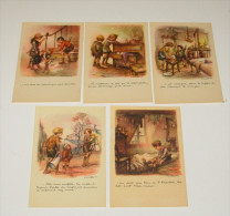 Lot 5 Cartes Postales - Ligue Nationale Contre Le Taudis :::::: Dessins D'enfants - Illustrateurs Signer - Maladie - Collezioni & Lotti