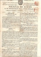 JOURNAL DE ROUEN VENTE DE CHEVAUX DE M GIEL MONT SAINT AIGNAN ... DE BOIS PAR LESEIGNEUR DE SAINT VALERY EN CAUX .." 4 P - 1800 - 1849