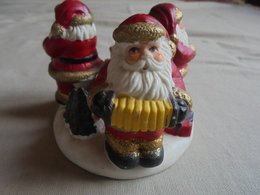 Ancien - Bougeoir De Noël En Plâtre- 3 Pères-Noël - - Schmuck Und Dekor