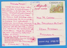 CANADA CALGARY RODEO HORSES POSTCARD SENT ROMANIA PAR AVION - Calgary