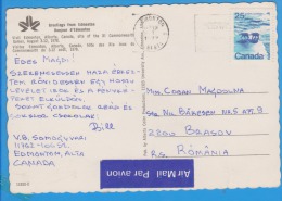 CANADA EDMONTON POSTCARD SENT ROMANIA PAR AVION - Edmonton