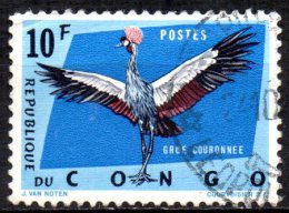 CONGO 1963 Protected Birds. - 10f  South African Crowned Cranes  FU - Oblitérés