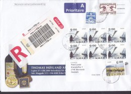 Denmark THOMAS HØILAND Registered Einschreiben A Prioritaire Label KØBENHAVN 2004 Cover Brief 9  Kr. 6-Block Europa CEPT - Briefe U. Dokumente