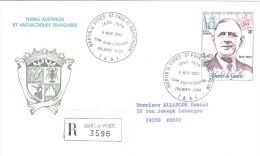 10095  FDC  Charles De GAULLE - St PAUL&AMSTERDAM - 9 Novembre 1980 - FDC