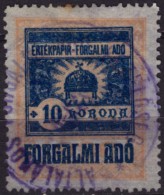 1921 Hungary - Value Added Tax (VAT) FISCAL BILL Tax - Revenue Stamp - 10 K - Used - Revenue Stamps