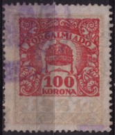 1921 1923 Hungary - Value Added Tax (VAT) FISCAL BILL Tax - Revenue Stamp - 100 K - Used - Steuermarken