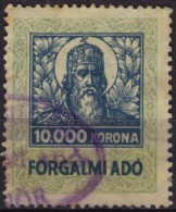 1923 Hungary - Value Added Tax (VAT) FISCAL BILL Tax - Revenue Stamp - 10000 K - Used - Revenue Stamps