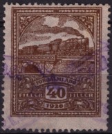 TRAIN LOCOMOTIVE - 1927 1929 Hungary - Value Added Tax (VAT) FISCAL BILL Tax - Revenue Stamp - 40 F - Used - Fiscale Zegels