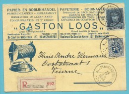 285+320 Op Geillustreerde (Papier-en Bobijnhandel / Gaston Loos) Kaart Aangetekend Met Stempel BLANKENBERGHE 1 - 1931-1934 Kepi