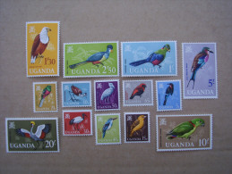 UGANDA 1965 BIRDS COMPLETE FULL SET Of 14 Values 5 Cents To 20 Shillings MNH. - Uganda (1962-...)