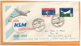 Netherlands 1959 Air Mail Cover To USA - Luftpost