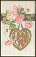 VALENTINE DAY HEART LITHO OLD EMBOSSED POSTCARD 1911 - Valentijnsdag