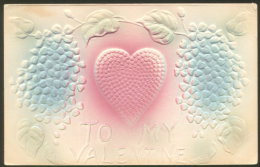 VALENTINE DAY HEART LITHO OLD EMBOSSED POSTCARD 1913 - Valentinstag