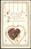 VALENTINE DAY HEART LITHO OLD EMBOSSED ART NOUVEAU POSTCARD 1912 - Valentine's Day