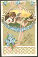 VALENTINE DAY HEART ANGEL LITHO OLD EMBOSSED POSTCARD - Valentine's Day
