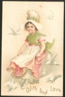 VALENTINE DAY WITH FOND LOVE LITHO OLD EMBOSSED POSTCARD 1908 - Saint-Valentin