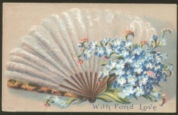 VALENTINE DAY WITH FOND LOVE LITHO OLD EMBOSSED POSTCARD - San Valentino