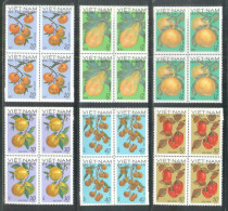 Blocks Of 4 North Vietnam MNH Perf Stamps 1969 : Fruit / Fruits Of North Viet Nam (Ms234) - Vietnam