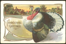 THANKSGIVING GREETINGS OLD EMBOSSED POSTCARD - Thanksgiving