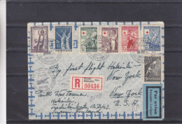 Croix Rouge - Métiers - Sports - Finlande - Lettre Recommandée De 1948 - 1er Vol Helsinki - New York - Storia Postale