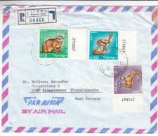 Animaux - Gazelle - Bouquetin - Lyncx -  Israël - Lettre Recommandée De 1968 ° - Oblitération Ramat Gan- Timbres Avec N° - Cartas & Documentos