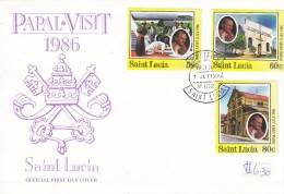 Santa Lucia  1986  -  FDC Visita Papa Paolo VI - St.Lucie (1979-...)