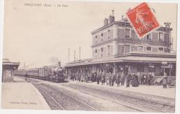 Carte Postale Ancienne  1913 "Serquigny" (26)  La Gare  Carte Animée Avec Train - Serquigny