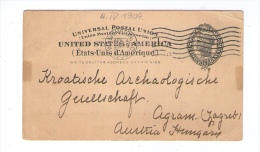 USA AMERICA POST CARD 1904 FROM WASHINGTON (SMITHSONIAN INSTITUTION) TO ZAGREB - 1901-20