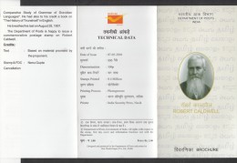 INDIA, 2010, Robert Caldwell, Christian Evangelist Missionary,  Folder, Brochure - Storia Postale