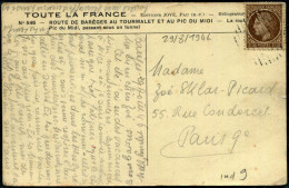 FRANCE - CÉRÈS DE MAZELIN - N° 681 / CP DE BAGNÉRES LE 29/8/1946, POUR PARIS, ANNULATION BOUCHON EN ARRIVÉE - TB - 1945-47 Cérès Van Mazelin