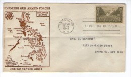 USA AMERICA UNITED STATES FDC 28.9.1945 ARMED FORCES US ARMY ,WASHINGTON TO NEW YORK - 1941-1950