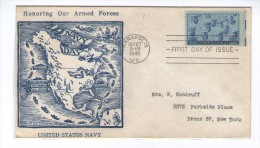 USA AMERICA UNITED STATES FDC 27.10.1945 ARMED FORCES NAVY DAY ,ANNAPOLIS TO NEW YORK - 1941-1950
