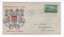 USA AMERICA UNITED STATES FDC 10.11.1945 HONORING THE  US COAST GUARD  NEW YORK - 1941-1950