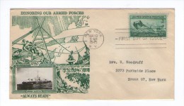 USA AMERICA UNITED STATES FDC 10.11.1945 ARMED FORCES ALWAYS READY 1790 , NEW YORK - 1941-1950