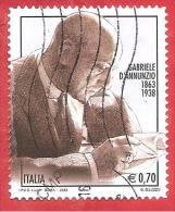 ITALIA REPUBBLICA USATO - 2013 - 150° Anniversario Nascita Gabriele D´Annunzio - € 0,70 - S. 3381 - 2011-20: Usados