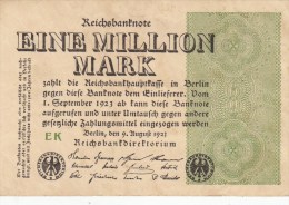 Billet Reichsbanknote 1 Million Mark De 1923 - 1 Miljoen Mark