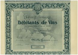Chambre Syndicale Des Débitants De Vins Du Département De La Seine, Format Total 60x45 Cms - Agriculture