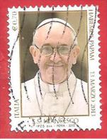 ITALIA REPUBBLICA USATO - 2013 - Pontificato Di Papa Francesco - € 0,70 - S. 3388 - 2011-20: Afgestempeld