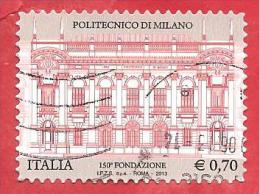 ITALIA REPUBBLICA USATO - 2013 - Politecnico Di Milano - € 0,70 - S. 3389 - 2011-20: Usati