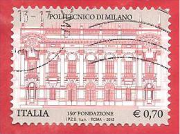 ITALIA REPUBBLICA USATO - 2013 - Politecnico Di Milano - € 0,70 - S. 3389 - 2011-20: Oblitérés