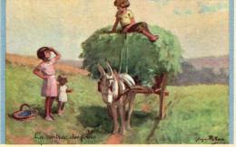 Illustrée Signée REDON : LA RENTREE DES FOINS . Enfants, Charrette Et Petit âne - Redon