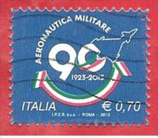ITALIA REPUBBLICA USATO - 2013 - 90º Anniversario Dell´aeronautica Militare Italiana - € 0,70 - S. 3383 - 2011-20: Gebraucht