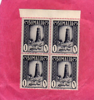 SOMALIA AFIS 1950 AFRICAN SUBJECTS SOGGETTI AFRICANI CENT. 1 SUJETS AFRICAINS MNH BLOCK 4 QUARTINA - Somalia (AFIS)