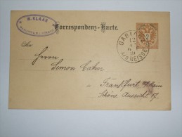 AUSTRIA 1886 POSTCARD KORRESPONDENZ-KARTE GABLONZ TO FRANKFURT - Lettres & Documents