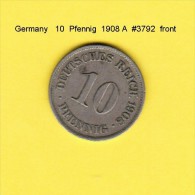 GERMANY   10  PFENNIG  1908 A  (KM # 12) - 10 Pfennig