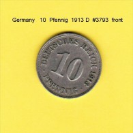 GERMANY   10  PFENNIG  1913 D  (KM # 12) - 10 Pfennig