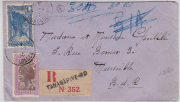 MADAGASCAR - 1933 - ENVELOPPE RECOMMANDEE De TANANARIVE Pour MARSEILLE - Cartas & Documentos