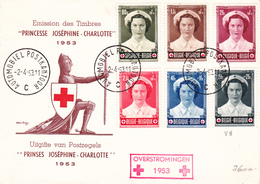 912 917 PC 7 Commémoratif 917-V2  Overstromingen Inondations Croix-Rouge Joséphine Charlotte Princesse 2-4-1953 C Autom - Non Classificati